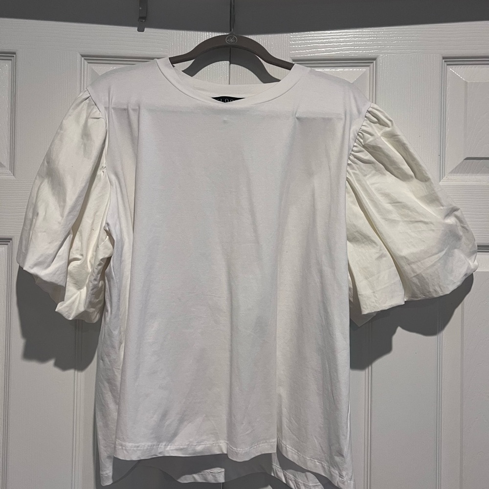 ELOQUII White Puff Sleeve Tee Size 18/20